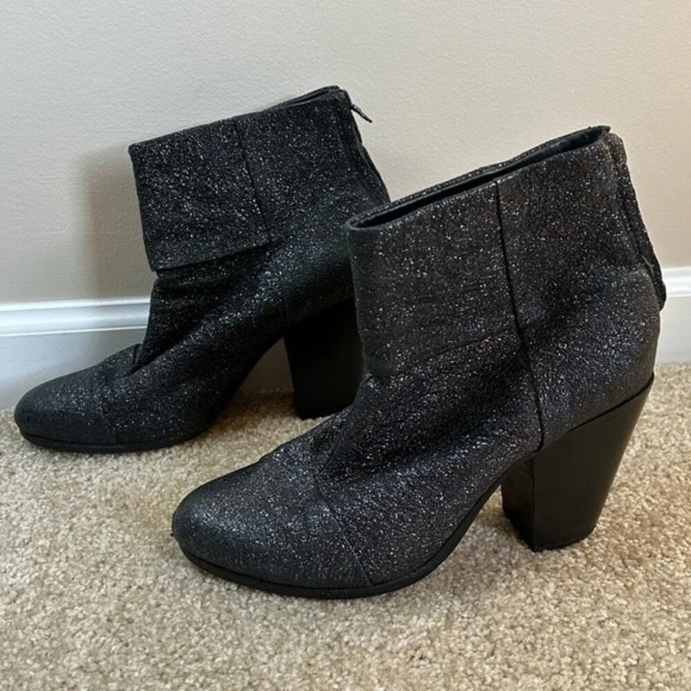 Rag & Bone Newbury Gunmetal Metallic Heeled Booties Size 10